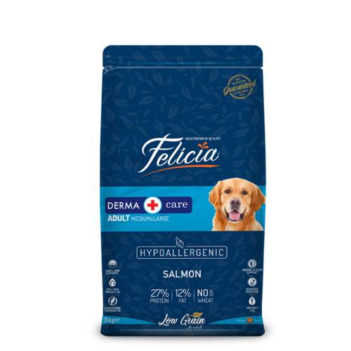 Felicia 3 Kg Yetişkin Somonlu MLarge Az Tahıllı Breed HypoAllergenic Köpek Maması